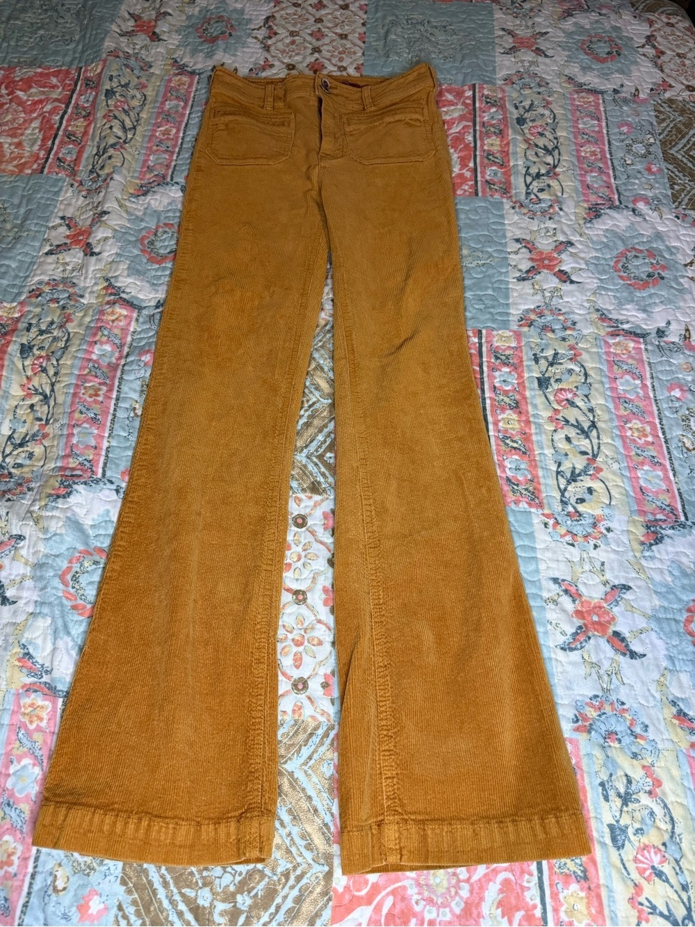 Pilcro Mustard Corduroy Pants Wide leg size 25 Outdoor Cottagecore - Picture 12 of 15